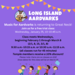 Music for Aardvarks 2/1-3/8 (no classes on 2/22)