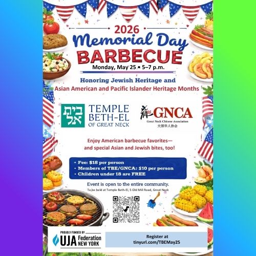 Memorial Day Community BBQ sponsored by Brotherhood and Great Neck Chinese Association Congregation