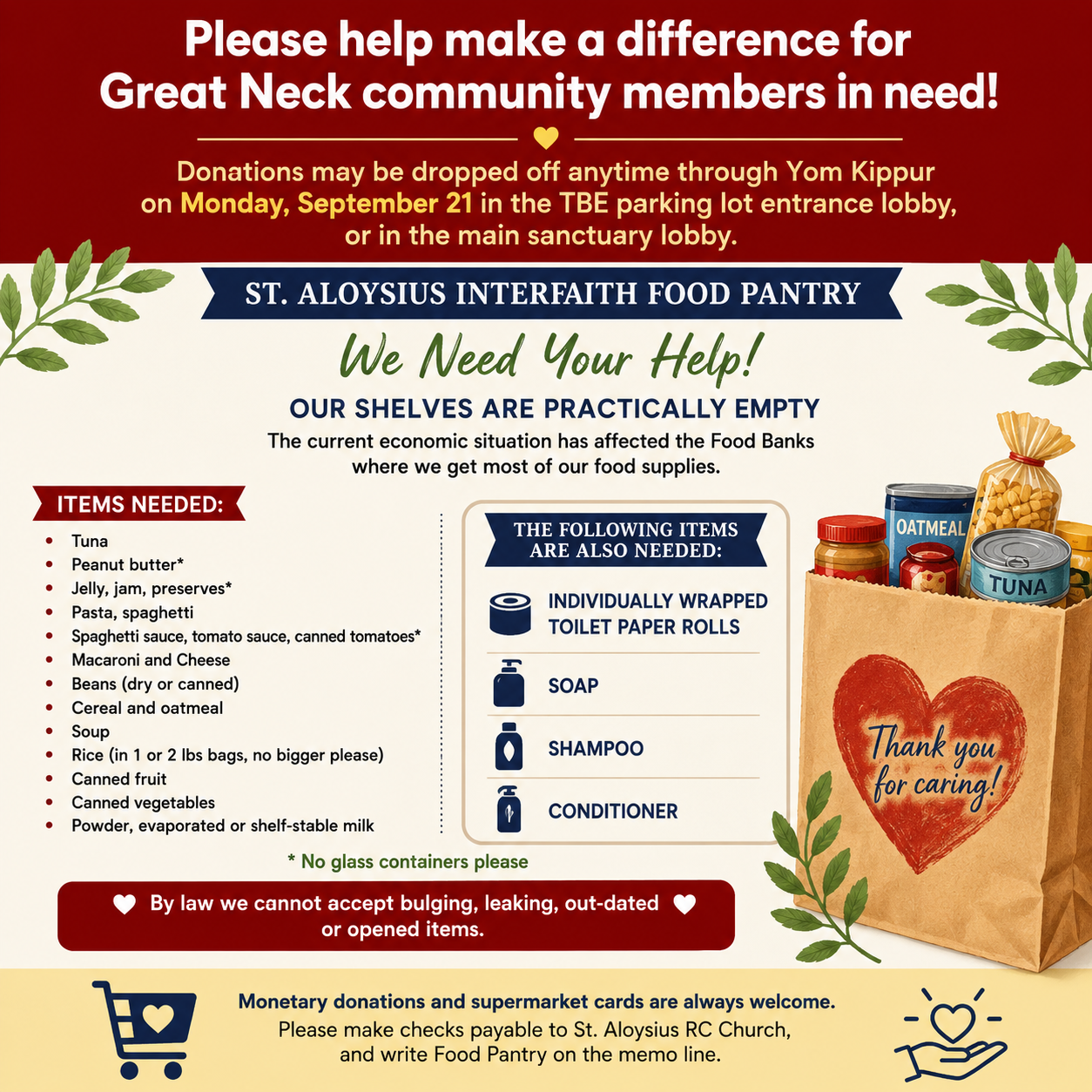 High Holidays Social Action: Interfaith Food Pantry Toiletry Drive