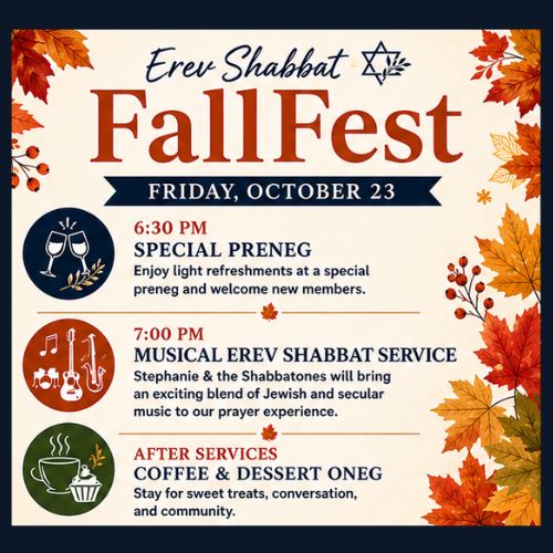 Erev Shabbat FallFest with preneg and musical service